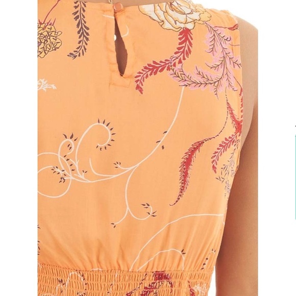ReStocked** Orange Floral Hanky Hem Midi Dress - Picture 10 of 13